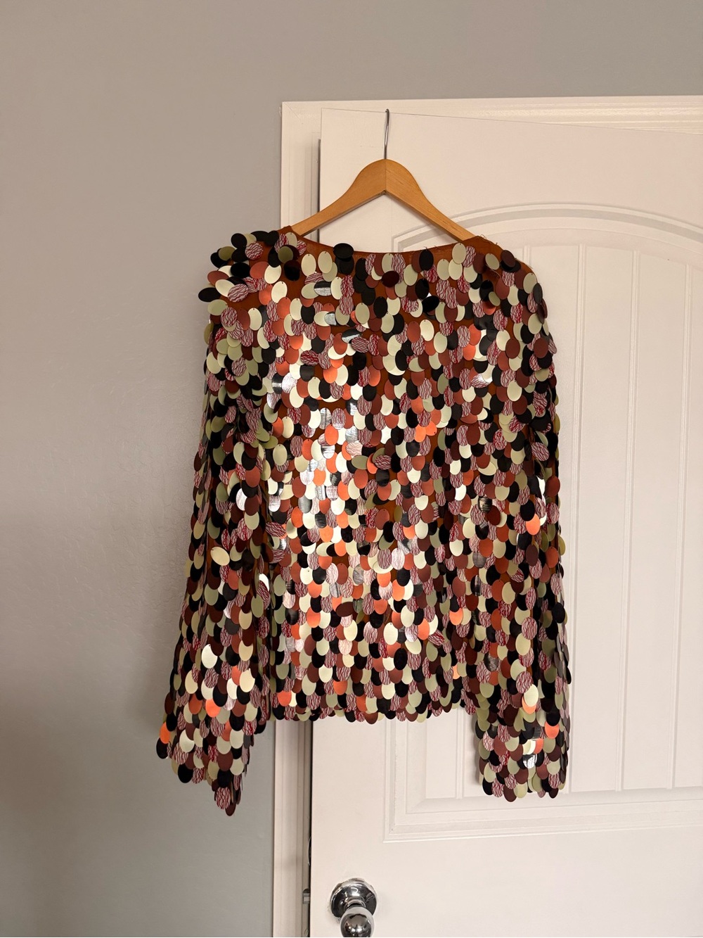 Sequin Disc Sweater in Burgundy and Rose - Picture 8 of 13